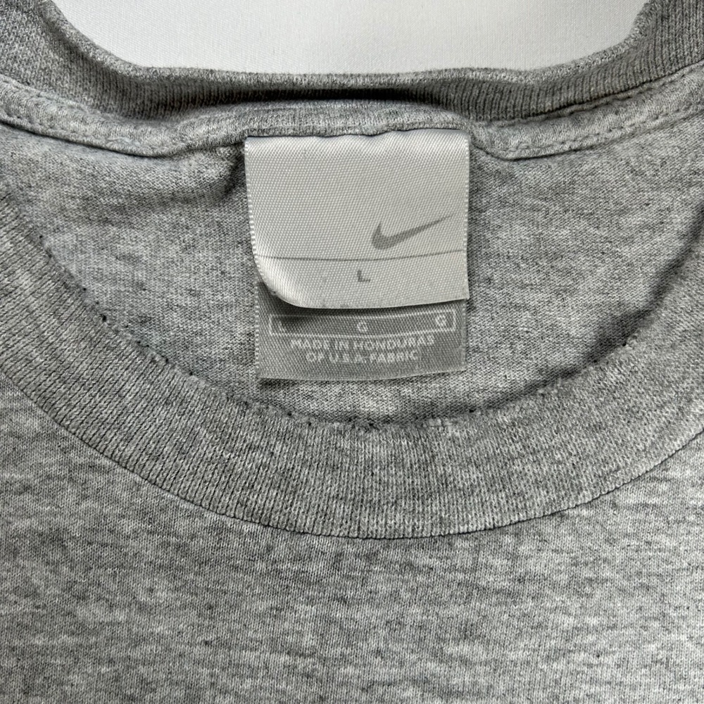 Nike Mens Graphic T-Shirt Grey‎ Blue Swoosh Spellout Logo Size - Picture 5 of 8